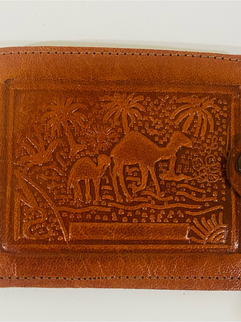 Embossed Camel Scene Leather Wallet - Brown